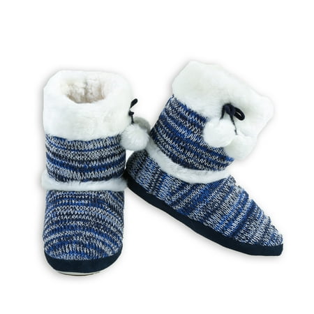 

Stylish Faux Fur Boot Knit Women Indoor Slippers Blue Small/Medium 5-7 US
