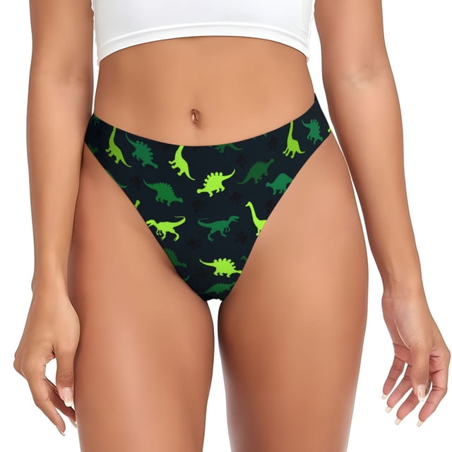 Fotbe Dinosaurs Tanga Sin Costuras para Mujer con Estampado – Panties Invisibles, Transpirables y Cómodos para Uso Diario-3X-Large