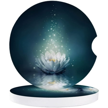 

KXMDXA Fantasy Lotus on The Water Set of 6 Car Coaster for Drinks Absorbent Ceramic Stone Coasters Cup Mat with Cork Base for Home Kitchen Room Coffee Table Bar Decor