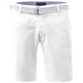 thumbnail image 2 of Ma Croix Mens Twill Chino Shorts with Belt Casual Roll Up Flat Front Classic Fit Pants, 2 of 5