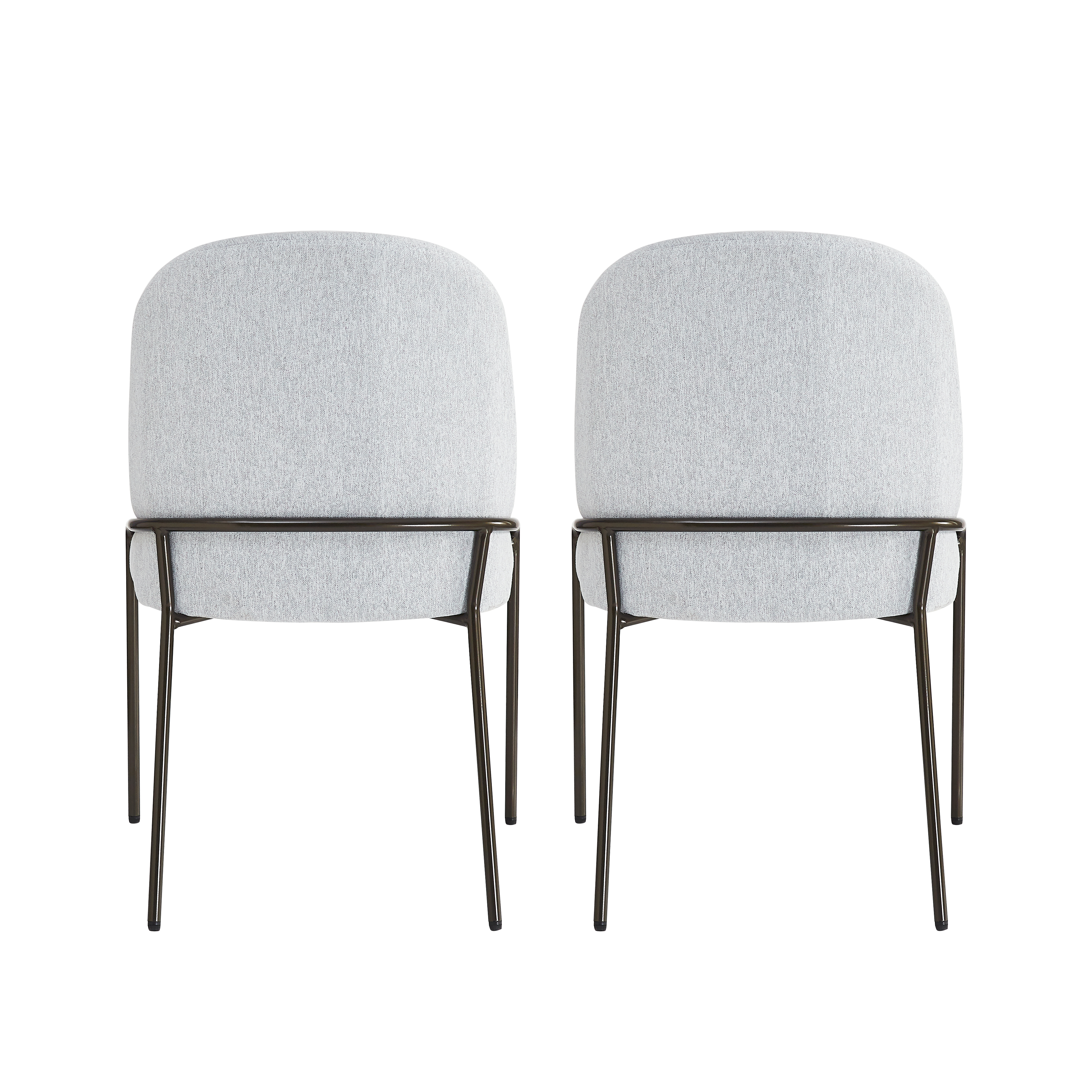Euroco Upholstered Dining Chairs Set of 2, Mid Century Modern Kitchen Chairs with Cushion Seat and Iron Frame, Side Chairs for Home Office, Living Room, Dining Room,Light Grey