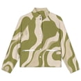 thumbnail image 4 of Jackets for Women Winter Coat Jackets Flannel Stand Collar Jacket(Abstract Olive Green Wavy Pattern,Size:S-4XL), 4 of 7