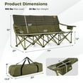thumbnail image 3 of Costway 3 Person Foldable Camping Chair with 2 Cup Holders, Green, 3 of 10