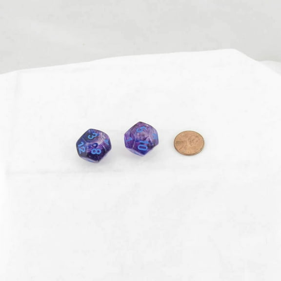 Nocturnal Nebula Luminary Dice with Blue Numbers 16mm (5/8in) D12 Set of 2 Wondertrail