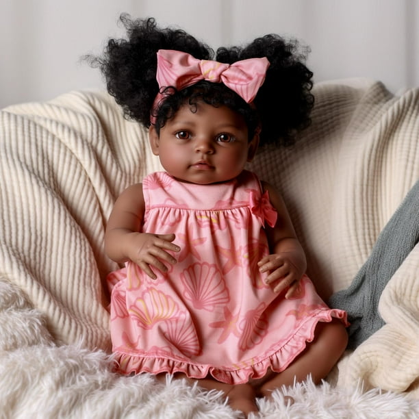 Muñeca Reborn BABESIDE Black Girl AMA de 52 cm con ropa para mayores de 3