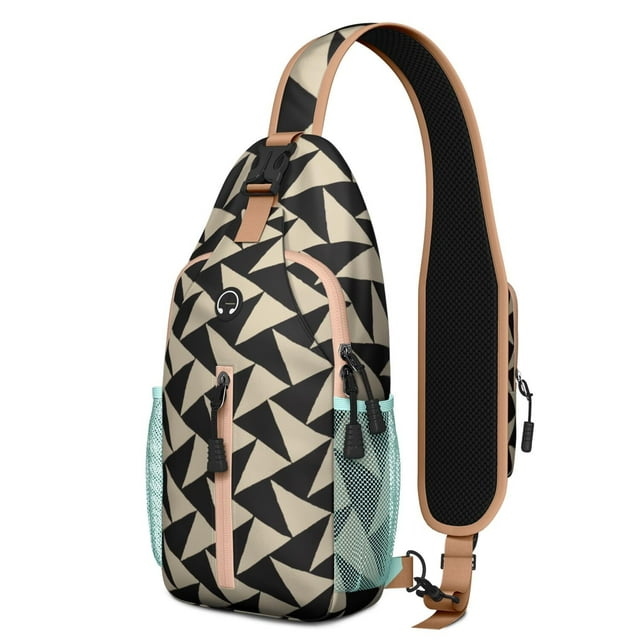 Geometric Pattern Sling Backpack, Minimalist Crossbody Daypack with Adjustable Strap, Lightweight and Durable for Travel, School, and Daily Use