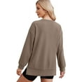 thumbnail image 6 of Crewneck Sweatshirt for Women Loose Fit Oversized Pullover Side Slit Zipper 2023 Fall, 6 of 8