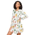 thumbnail image 3 of FORMRS Womens Long Sleeve Nightgowns Crew Neck Sleep Shirt Soft Pajamas Sizes S-3XL, Green Cute Vegetables, 3 of 8