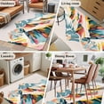 thumbnail image 5 of Mountains Teal Runner Rug 2.7x5 FT,Non Slip Entryway Carpet,Yellow Red Turquoise Abstract Painting Art Washable Soft Floor Carpet Entrance Mat Non-Shedding Throw Rug for Hallway Laundry Room Bedside, 5 of 9