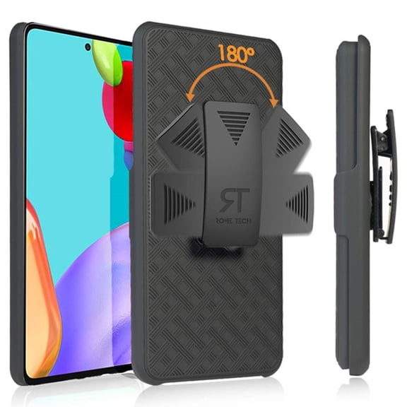 Rome Tech Belt Clip Phone Case for Samsung Galaxy A33 5G 6.4" (2022) - Slim Heavy Duty Rugged Slide Hip Holster Cover with Kickstand Compatible with Samsung A33 5G - Black