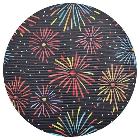 

Ryvnso New Year Fireworks Round Plate Mats Dining Table Placemat 1 Piece for Holiday Decoration