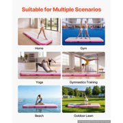 KFFKFF Inflatable Gymnastics Air Mat 10 ft Training Mat with Electric Pump, 4-inch Thick Durable Tumble Track, Versatile Mat for Home, Gym, Outdoor Activities, Yoga, Cheerleading, Beach, Park, Pink