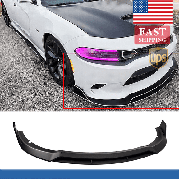 Matt Black For Dodge Charger 2015-22 SRT-Style Front Bumper Lip Splitter US */L