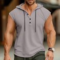 thumbnail image 2 of fatyb Men's Hooded Tank Tops Sleeveless Bodybuilding Gym Hoodies Muscle Cut off T-Shirts with Button, 2 of 5