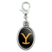 Yellowstone TV Show Brand Antiqued Bracelet Pendant Zipper Pull Oval Charm with Lobster Clasp