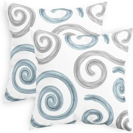 

CaliTime Throw Pillow Cases Pack of 2 Cozy Fleece Two-Tone Sea Conch Texture Abstract Geometric Decorative Cushion Covers for Couch Bed Sofa Farmhouse Decoration 16x16 inches Smoke Blue Grey