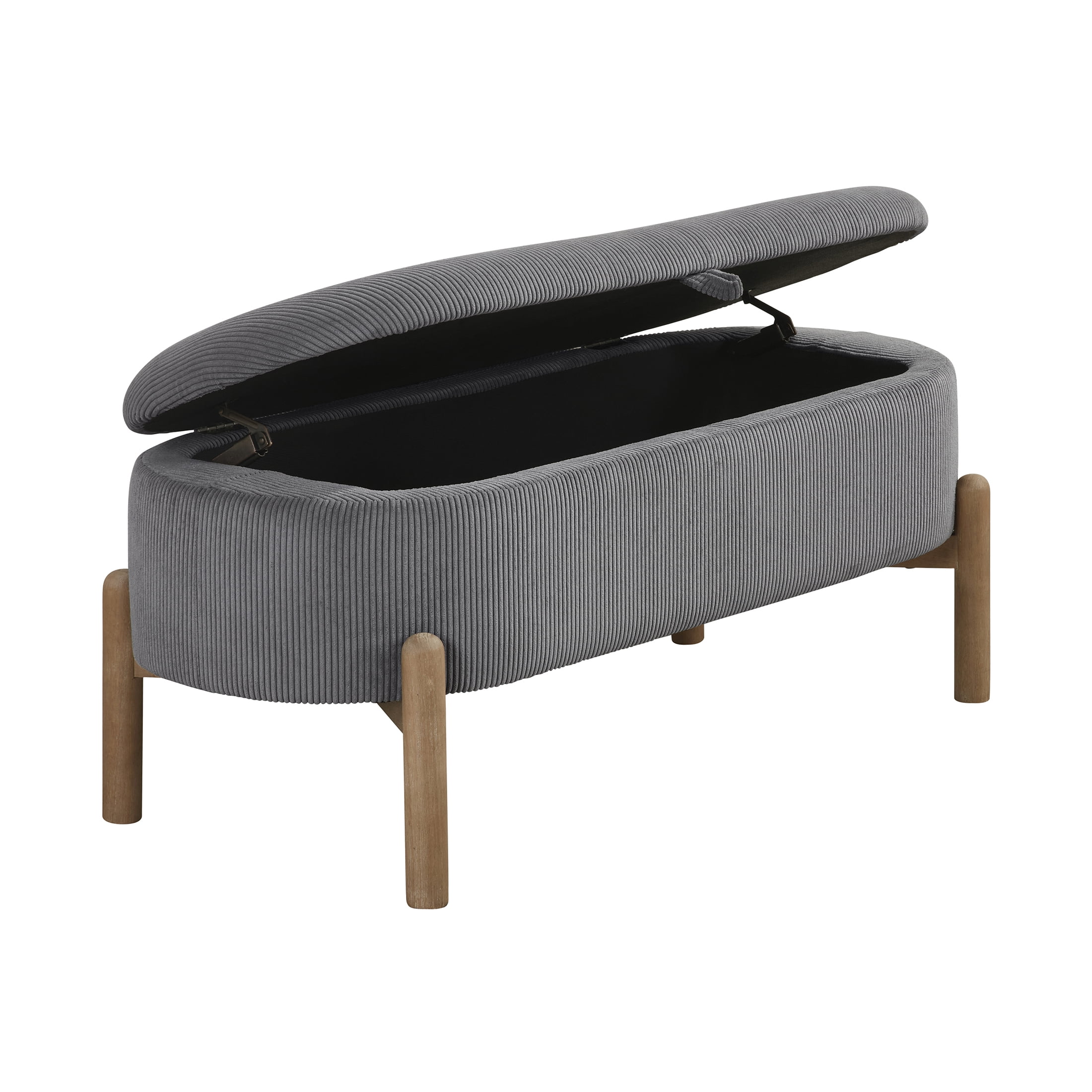 OakvillePark Terralisse Corduroy Lift Top Storage Bench, Gray