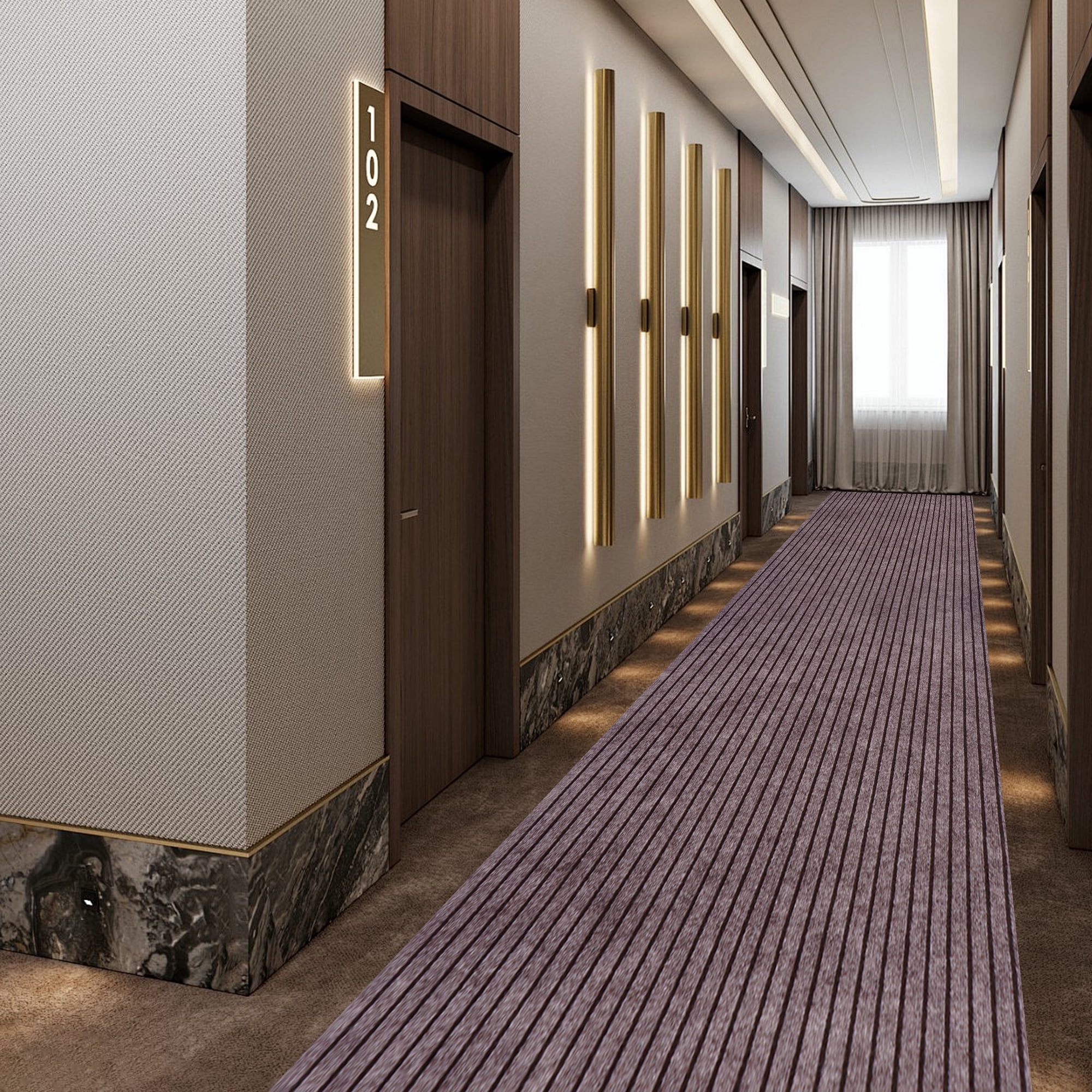 OVYEOFR Runner Rugs, 3' x 10' Commercial Carpet with Rubber Backing for Hallway Kitchen Entryway Balcony Indoor Outdoor, Brown