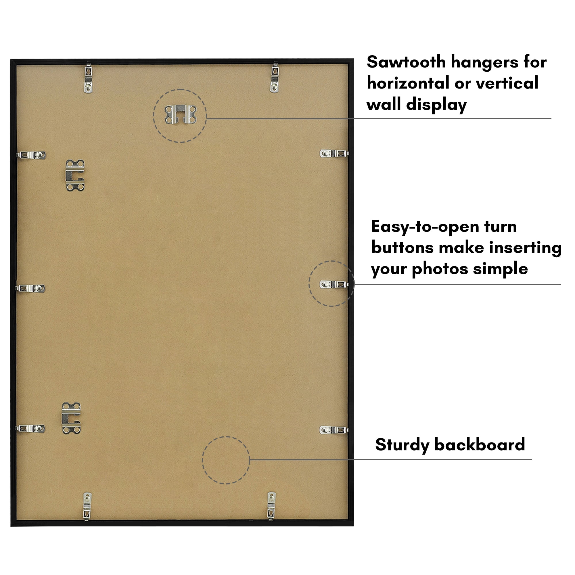 Americanflat 17x24 Picture Frame with Polished Plexiglass Streamline Collection Thin Border Wall - Black