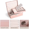 thumbnail image 4 of LQQBOX Jewelry Box Organizer for Women, Jewelry Organizers 2 Layer Jewelry Storage Box PU Leather with Lock for Women Girls Rings Earrings Necklace Bracelets, Pink, 4 of 7