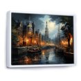 thumbnail image 2 of Designart "Amsterdam Canal at Night Danish Perspective I" Cityscapes Floater Framed Canvas Print, 2 of 7