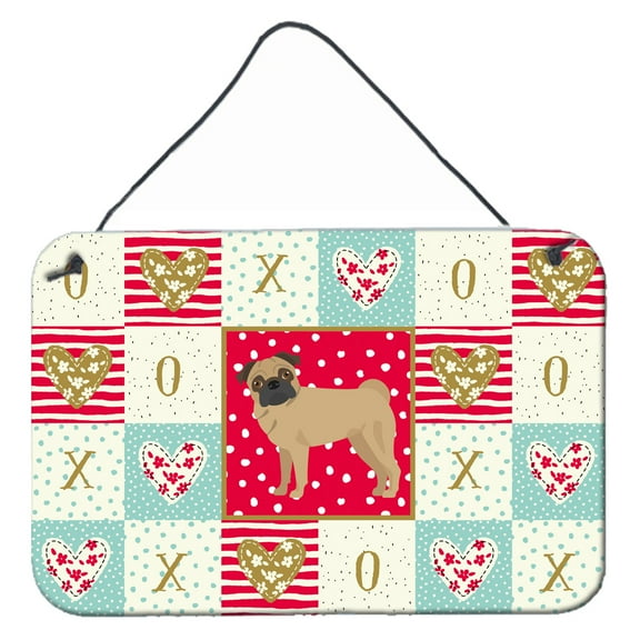 Carolines Treasures CK5886DS812 Pug Love Wall or Door Hanging Prints 8x12 multicolor