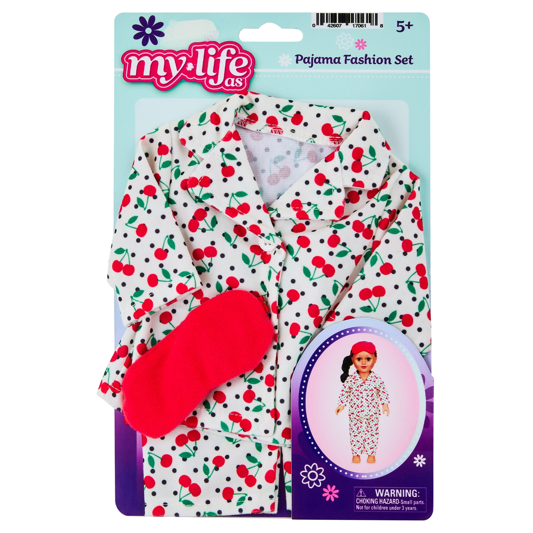 My Life As Cherries Pajama Fashion Set for 18-inch Dolls, 3 Pieces
