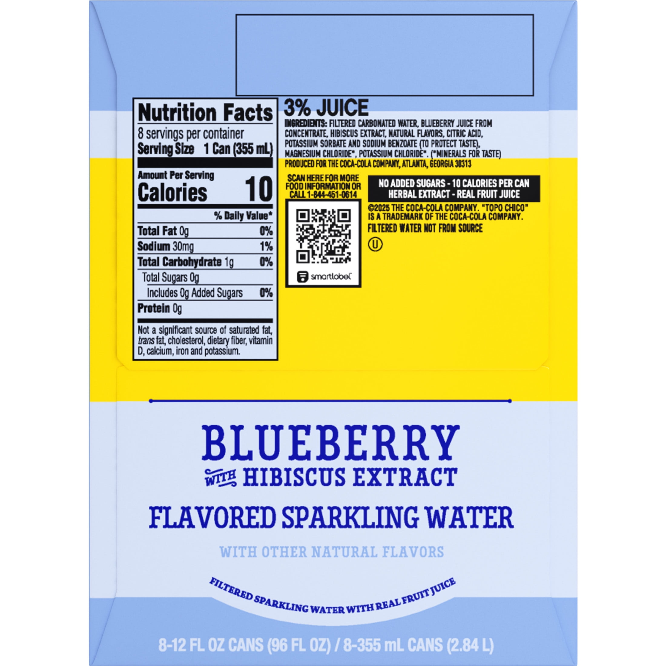 (6 pack) Topo Chico Sabores Blueberry with Hibiscus Extract Flavored Sparkling Water Cans, 12 fl oz, 8 Pack