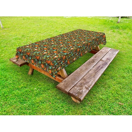 

Fox Outdoor Tablecloth Colorful Arrangement of Autumn Season Leaves and Petals Forest Inhabitants Pattern Decorative Washable Fabric Picnic Tablecloth 58 X 120 Inches Multicolor by Ambesonne
