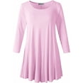 thumbnail image 6 of LARACE Plus Size Tunic Women's 3/4 Sleeve Tops And Blouses V Neck Shirts Loose Basic Tee Pink 4X, 6 of 7
