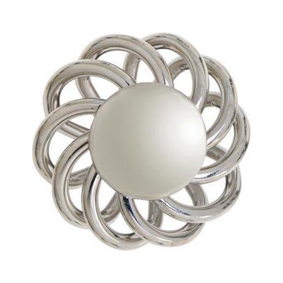 Utopia Alley Aire Round Swirl Cabinet Ring Pull Knob - Decorative Cabinet Drop Pull Knobs- Vintage Cabinet Hardware with Hand Finished Polished Nickel - Metal Drawer Pull Knobs 1.4"