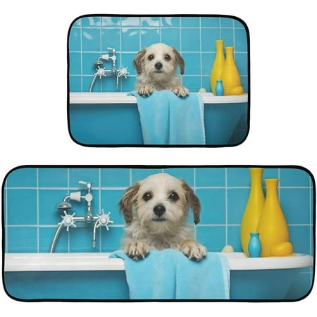 

BESTKITTY [2 PCS Shower Dog Anti Fatigue Mats for Kitchen Floor Non-Slip Waterpoof Kitchen Rugs Soft and Cushioned Kitchen Mats for Standing Floor Office Laundry Sink