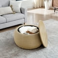 thumbnail image 6 of Aukfa 2pc Round Storage Ottoman, Woven Rattan Pouf Foot Rest Stools, Coffee End Table for Living Room, Bedroom, Dorm, Beige, 6 of 8