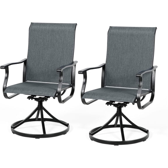 SOLAURA Patio Swivel Rocker Dining Chairs Set of 2, Outdoor Textilene Chairs for Porch, Garden, Backyard, Deck, and Lawn, Dark Gray