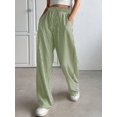 thumbnail image 4 of Women's Pants Fashion Casual Pants For Women Casual Striped Wide Leg Drawstring Elastic Waist Dress Palazzo With Pockets, 4 of 4