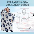 thumbnail image 4 of Oversized Wearable Blanket Hoodie,White and Blue Of Leopard Print Sherpa Blanket Hoodie with Super Pockets,Super Warm Fuzzy Pullover for Women & Men, 4 of 6