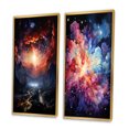 thumbnail image 3 of Designart "Fireworks in the Celestial Galaxy III" Galaxies Framed Wall Art Set Of 2 - Teal Fantasy Framed Canvas Set For Living Room Decor, 3 of 7