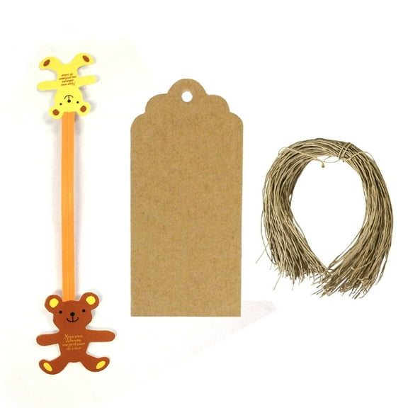 Wrapables® Set of 50 Teddy Bear Twist Ties with 20 Scalloped Gift Tags for Baked Goods, Cake Pops, Party Favors, for Sealing Goody and Treat Bags, and Cello Bags