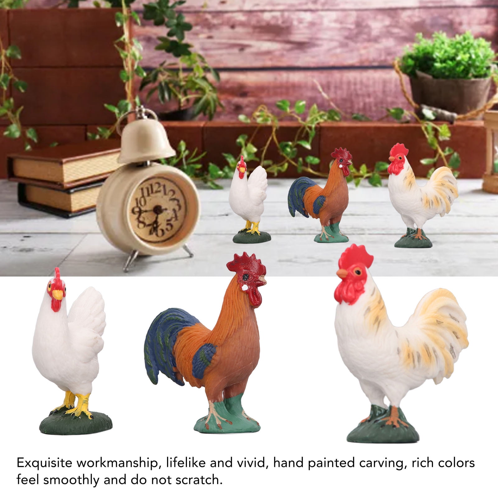 Coq Poule Décoration, Poulet Sculpture Ensemble Décoratif Portable