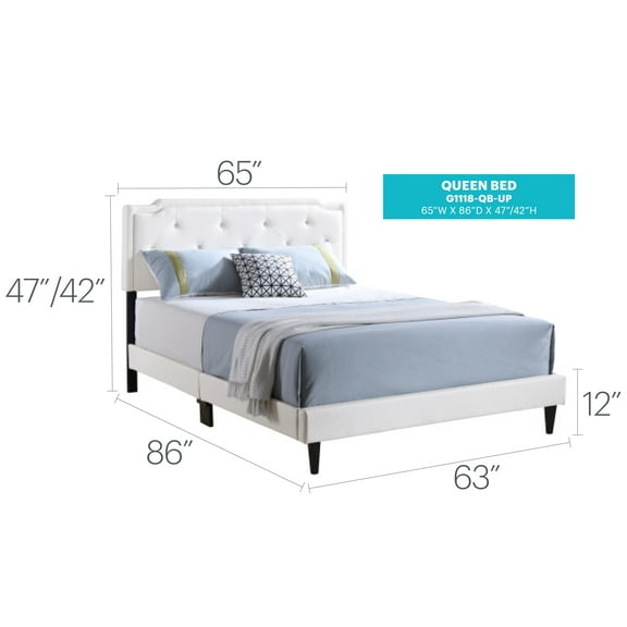 Deb G1118-QB-UP Queen Bed - All In One Box , WHITE