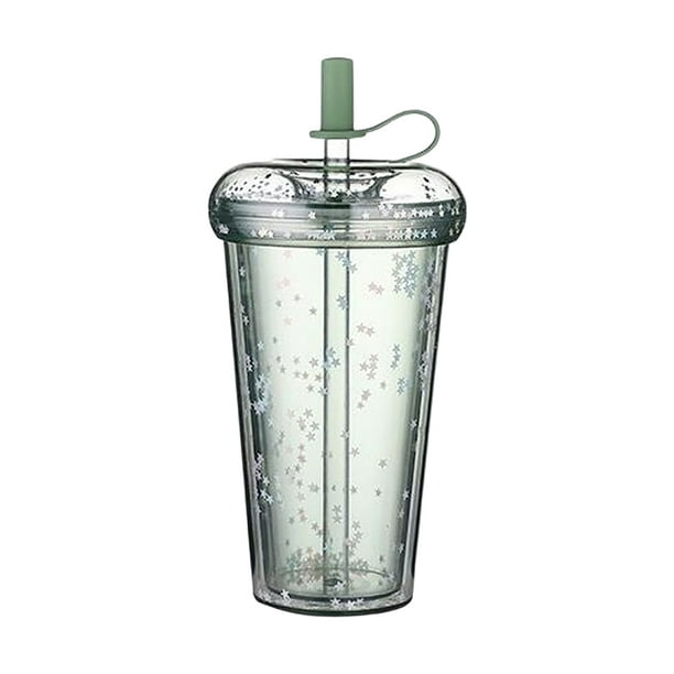 Toystoory Botella de agua con pajita, sellado portátil para oficina, té, bebida escolar, taza de bebida, suministro de leche de doble capa, reutilizable Teteras Verde Toystoory HA071811-01