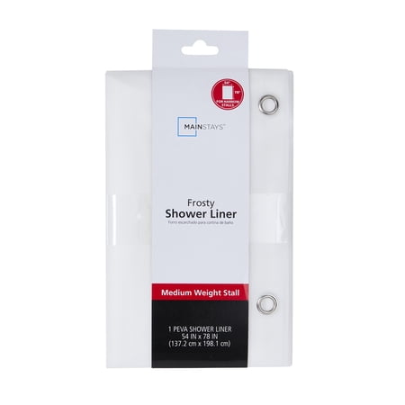 MAINSTAYS MEDIUM WEIGHT PEVA SHOWER LINER 54″ X 78″ FOR BATHROOM STALL – FROSTY