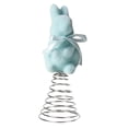 thumbnail image 1 of Easter Bunny Tree Topper, Flocked Rabbit Figurine with Spring Base for Holiday Seasonal Decor, Whimsical Plush Bunny Top Ornament for Easter Tree Decorations, 1 of 6