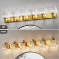 thumbnail image 6 of Aoile Wall Sconces Lighting, 6-Light Crystal Vanity Light Fixtures with Square Shade for Bedroom, Living Room, Hallway, Gold, 6 of 8