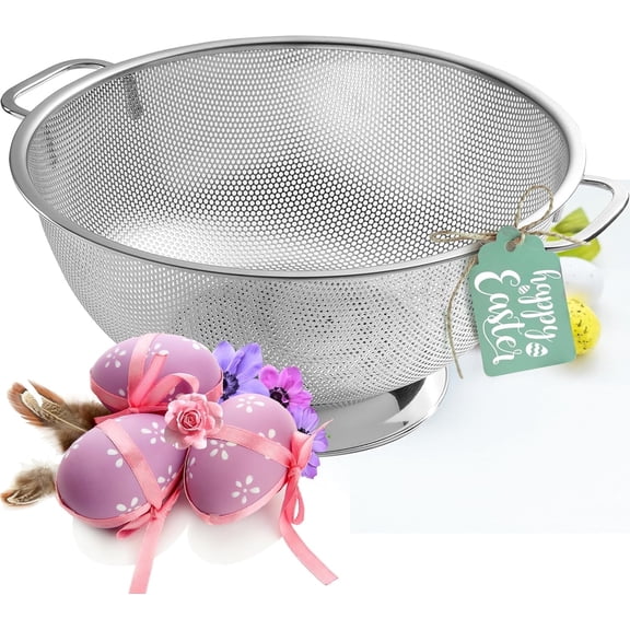 Bellemain 5-Quart Stainless Steel Metal Colander for Kitchen, 18/8 Food Strainer Kitchen Tools