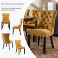 thumbnail image 5 of Contemporary Button Tufted Dining Chairs, High-end Velvet Upholstered Dining Chairs with Nailhead Back and Ring Pull Trim, Wood Dining Chairs for Living Room, Restaurant (Gloden,Set of 2), 5 of 8