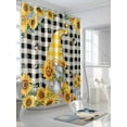thumbnail image 3 of Fsddascl Gnomes Plaid Shower Curtain Set - Long 72" x 84" Washable Bathtub Curtain with 12 Hooks, Yellow Sunflower Farmhouse Bee Black Check Waterproof Fabric Stall Shower Curtains for Bathroom, 3 of 6