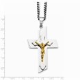 thumbnail image 2 of Stainless Steel Polished and Ip Gold-Flashed Crucifix Pendant 24inch Necklace - 29.5 Grams - 24 Inch, 2 of 2