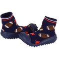 thumbnail image 3 of Skidders Baby Boys' Slippers - Non-Skid Slipper Sock House Shoe Booties Size: 12-24M, Size 24 Months, Blue Football, 3 of 5