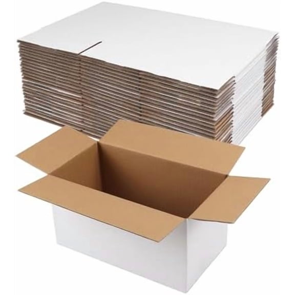 11x6x6 Shipping Boxes Set of 25, White Corrugated Cardboard Box for Small Business for Packaging Mailing